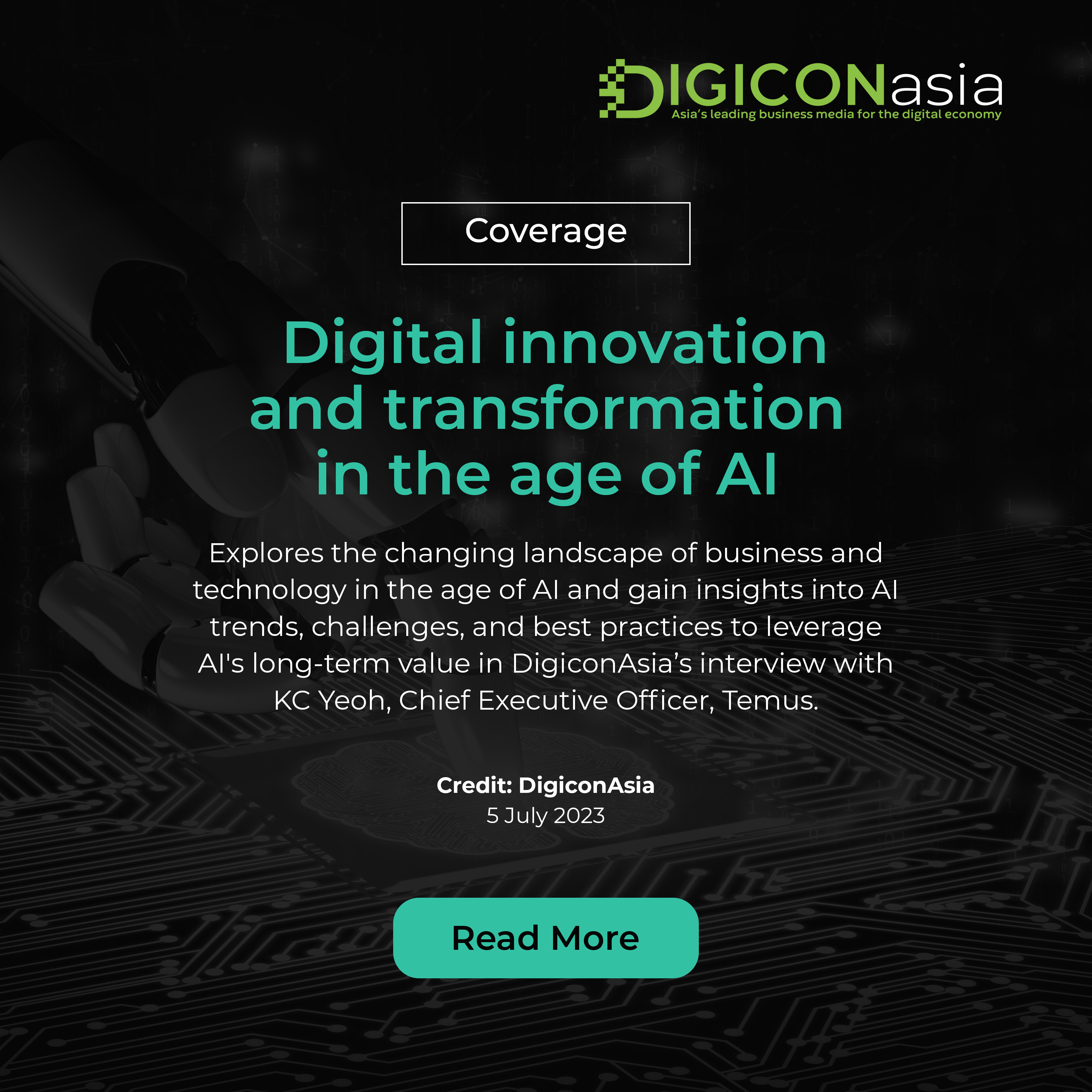 Coverage (DigiconAsia): Digital innovation and transformation in the age of AI 